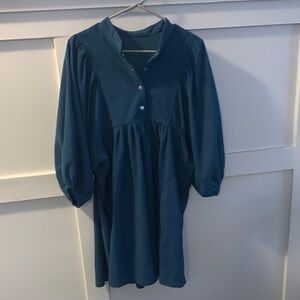 Blue Button-Up Dress